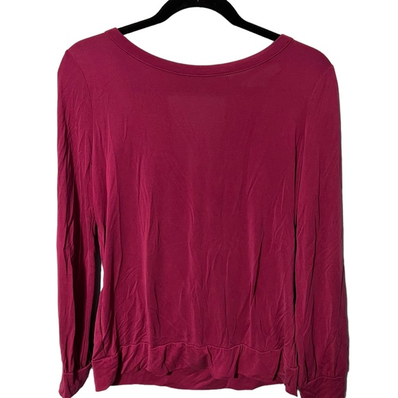 Loft Maroon Long Sleeve Open Back Pull Over Top Size Medium - Picture 1 of 4